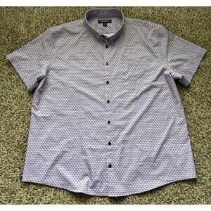 Mizzen + Main Leeward Shirt Mens XXL Classic Short Sleeve Lavender Geo Print